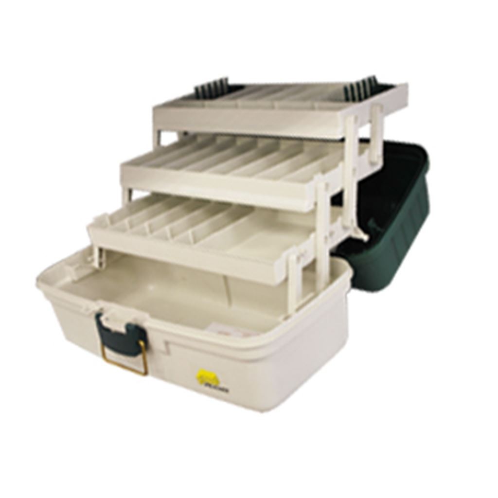 Caja de Pesca con 3 Charolas 43.8x22.8x20.3 cm. Verde Metálico con Blanco