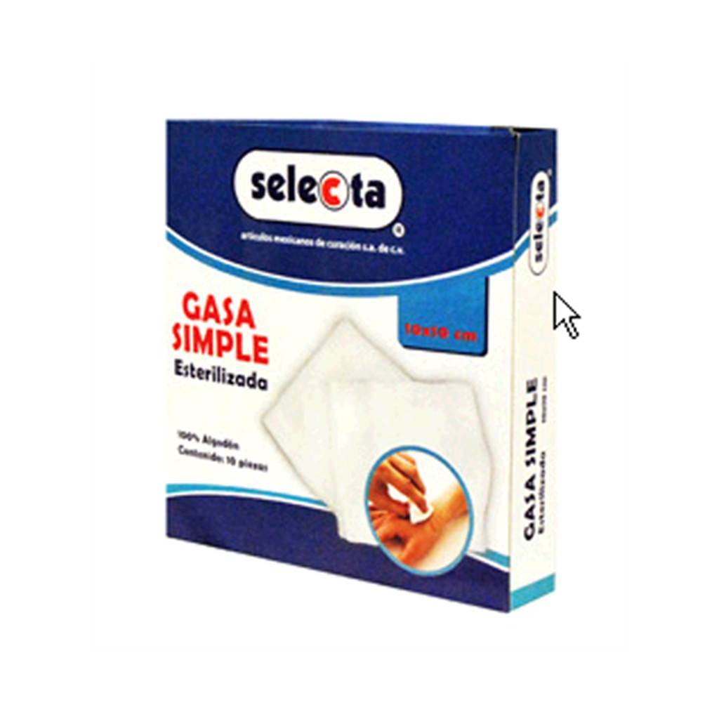 GASA ESTERIL SELECTA 10X10 CJ C/100 SOBRES TJ 20X12 8 CAPAS