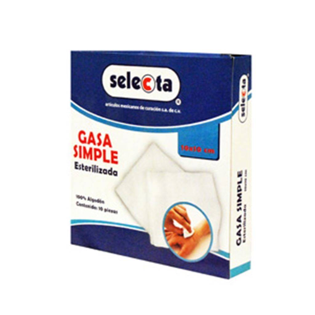 GASA ESTERIL SELECTA 10X10 CJ C/10 SOBRES TJ 20X12 8 CAPAS