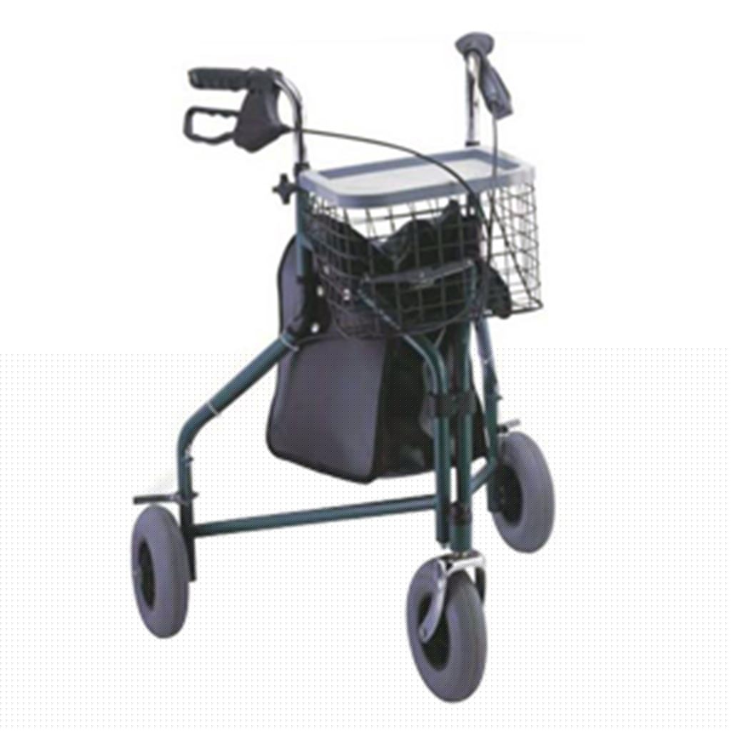 ANDADERA RIDER DE ALUMINIO PLEGABLE. 3 RUEDAS .FRENOS EN MANUBRIOS.VERDE