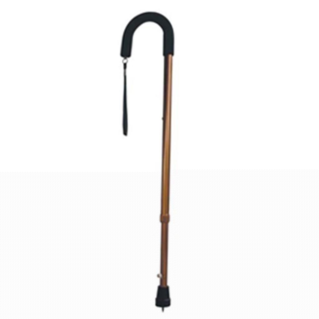 BASTON DE ALUMINIO RIDER DE 1 APOYO MANGO CURVO BRONCE