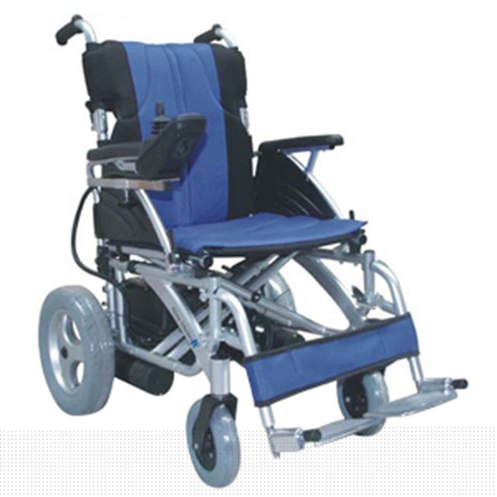 SILLA DE RUEDAS ELECTRICA DE ALUMINIO PLEGABLE, DESCANSABRAZOS ABATIBLES DESCANSAPIES DESMONTABLES