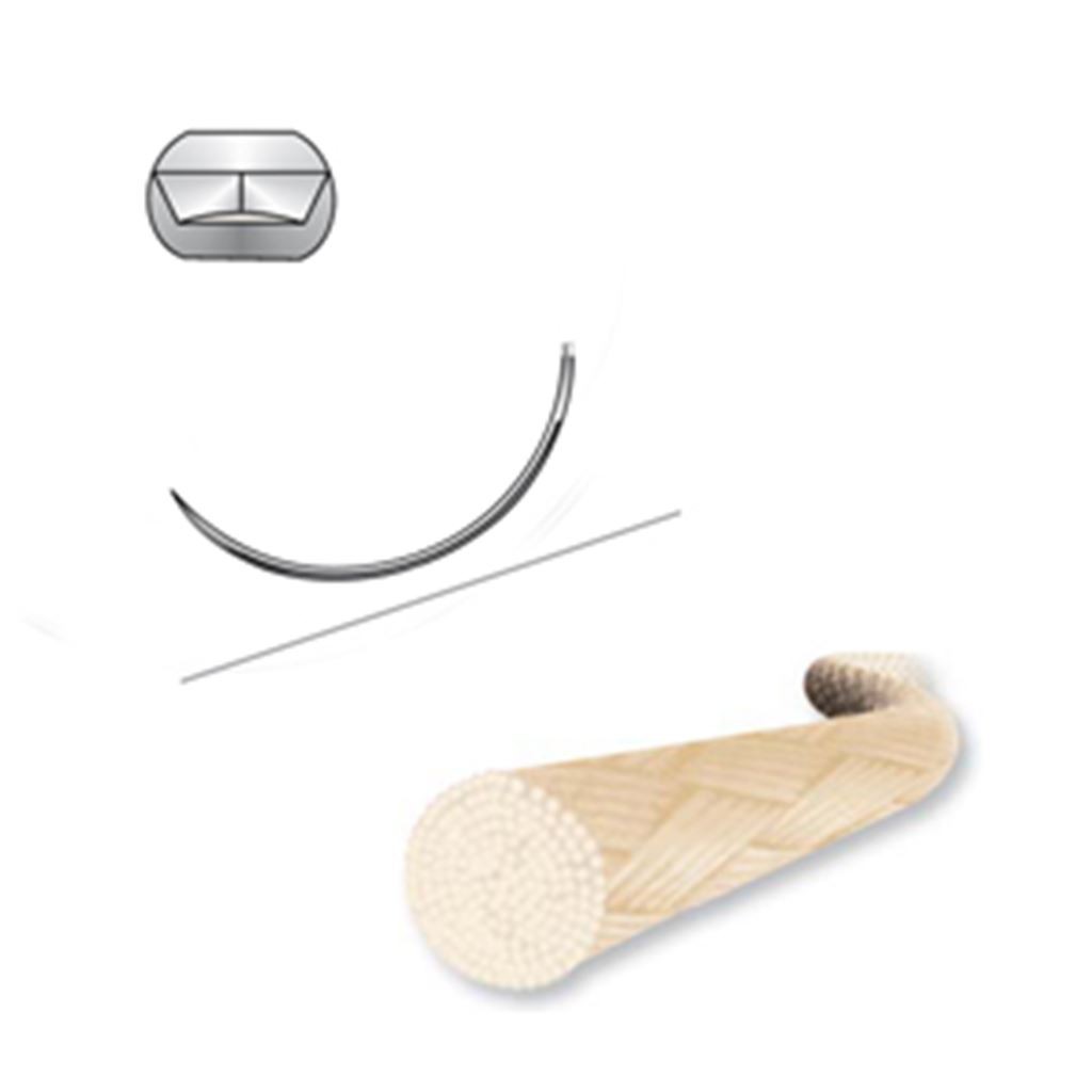 Sutura Atramat PGA Ácido Poliglicólico 0 Trensada Absorbible Violeta Aguja 1/2 de 37 mm Ahusada Gruesa