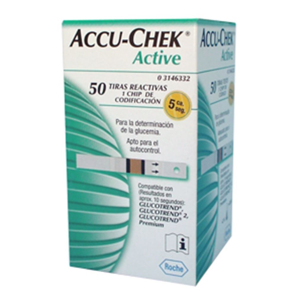 TIRAS REACTIVAS ACCU CHEK ACTIVE PARA GLUCOMETRO ACTIVE C 50 PI